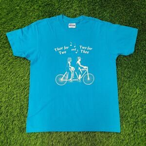 Vintage 90s Friends Autumn Bike Shirt Women Large 20x25 Blue